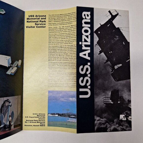USS Arizona Brochure Memorial 80s 90 Vintage Collectible Hawaii Ship War Pacific - Picture 2 of 6